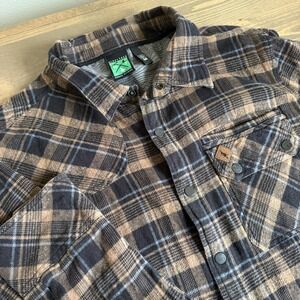 Hippy Tree Men's Medium‎ Plaid Flannel Long Sleeve Snap Up Shirt Collared Top